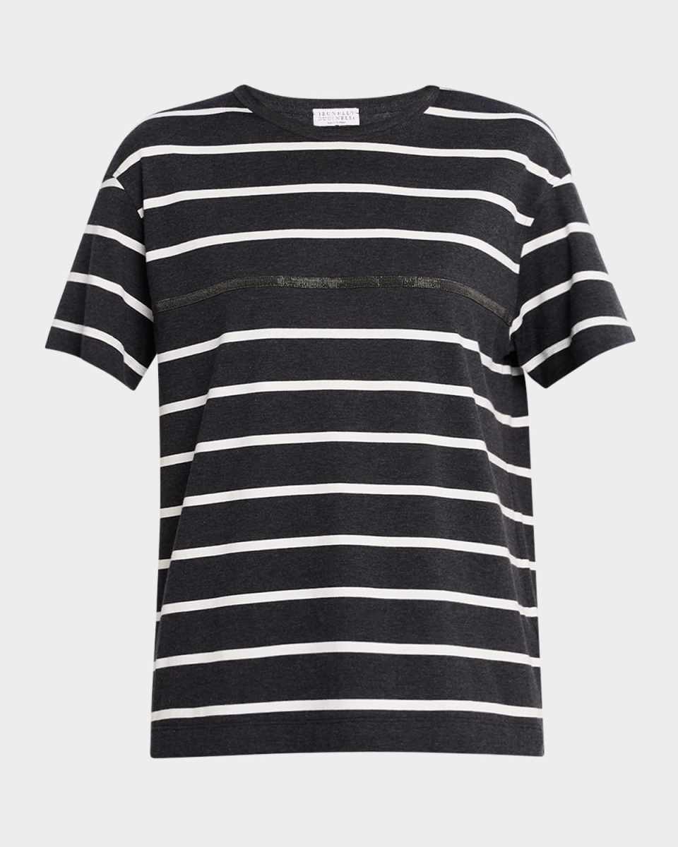 Monili Striped Short-Sleeve Cotton T-Shirt